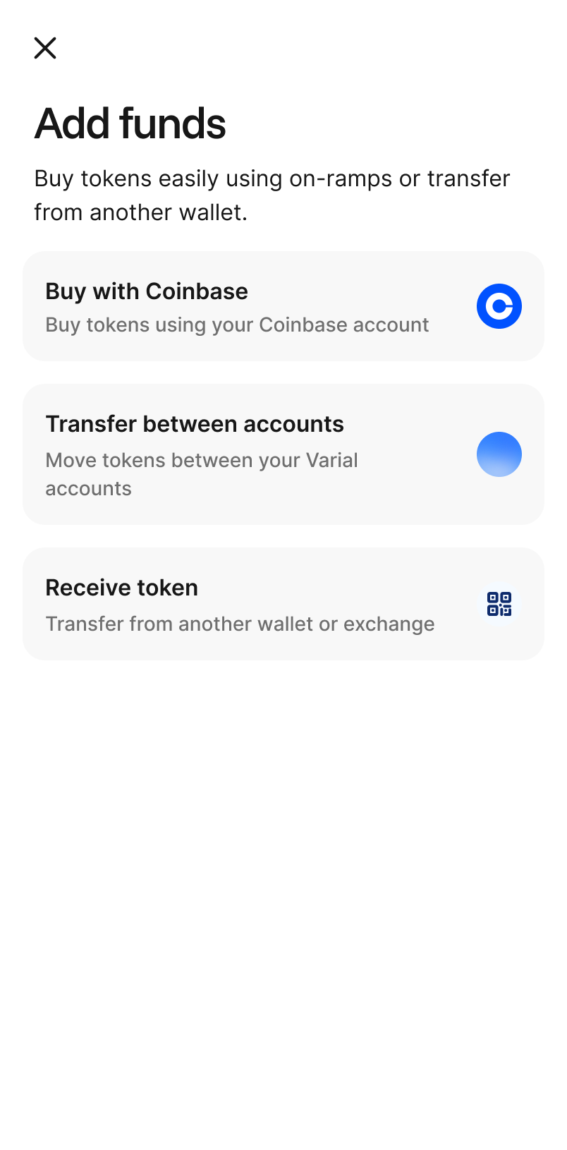 Varial add funds